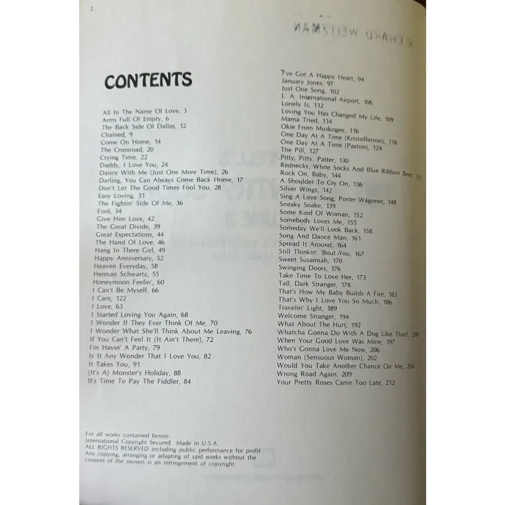 Chappell's Big Country Book Volume 2 Songbook Music‎ Piano Vocal Guitar Chord